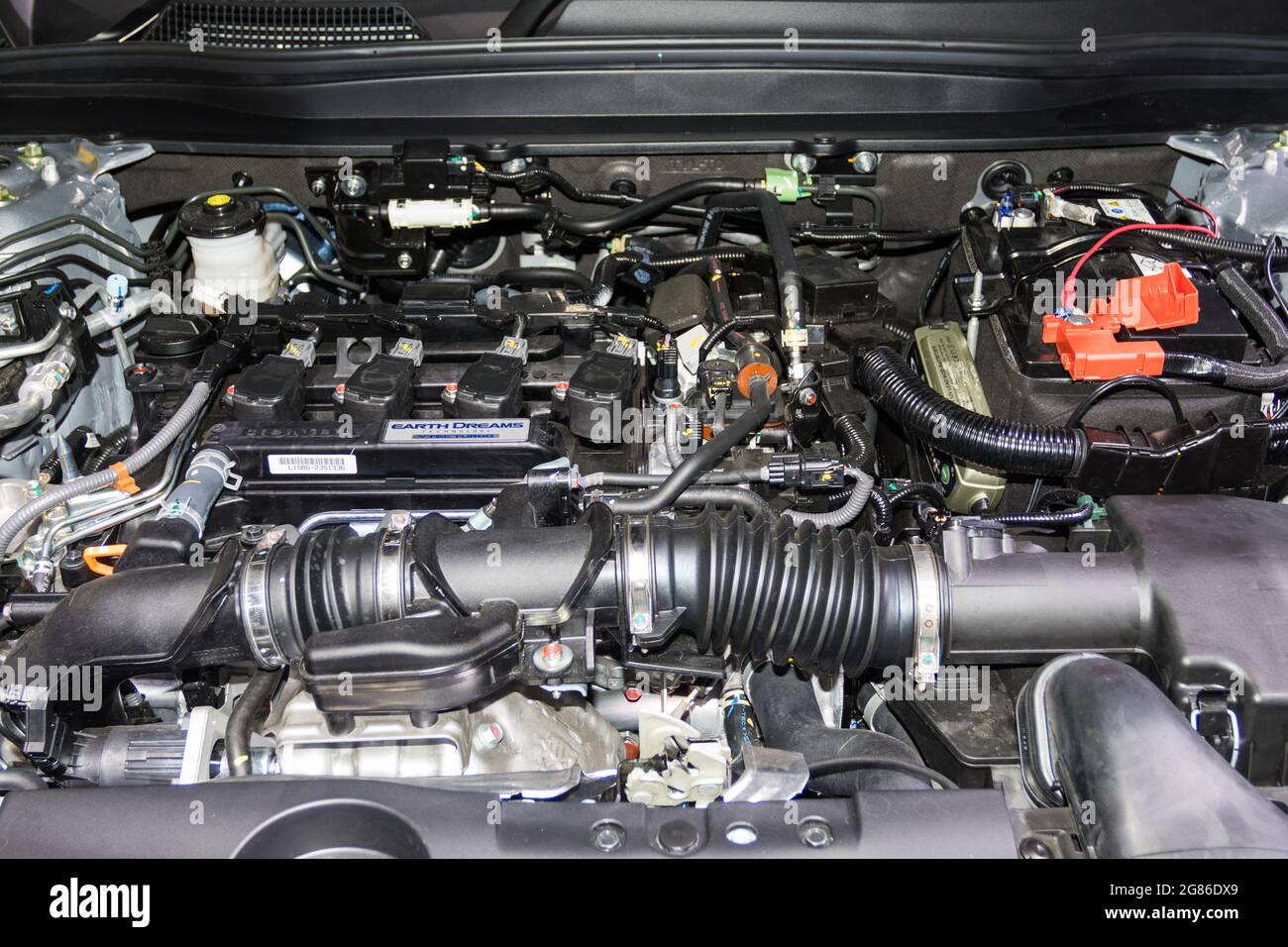 Bangkok Thailand March 26, 2021 Car engine HONDA The new Technology