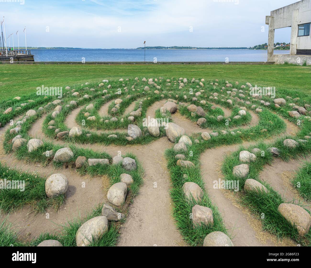 Trojaborg Labyrinth, a stone-lined labyrinth from the Bronze Age - also called Troy Town in other countries - Roskil Stock Photo