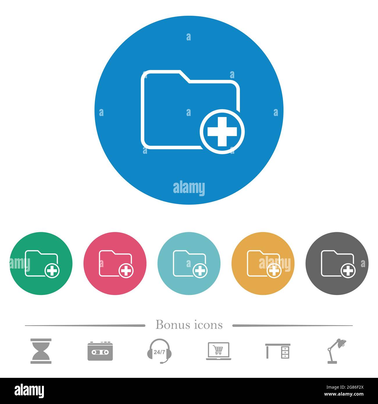 Add new directory flat white icons on round color backgrounds. 6 bonus ...