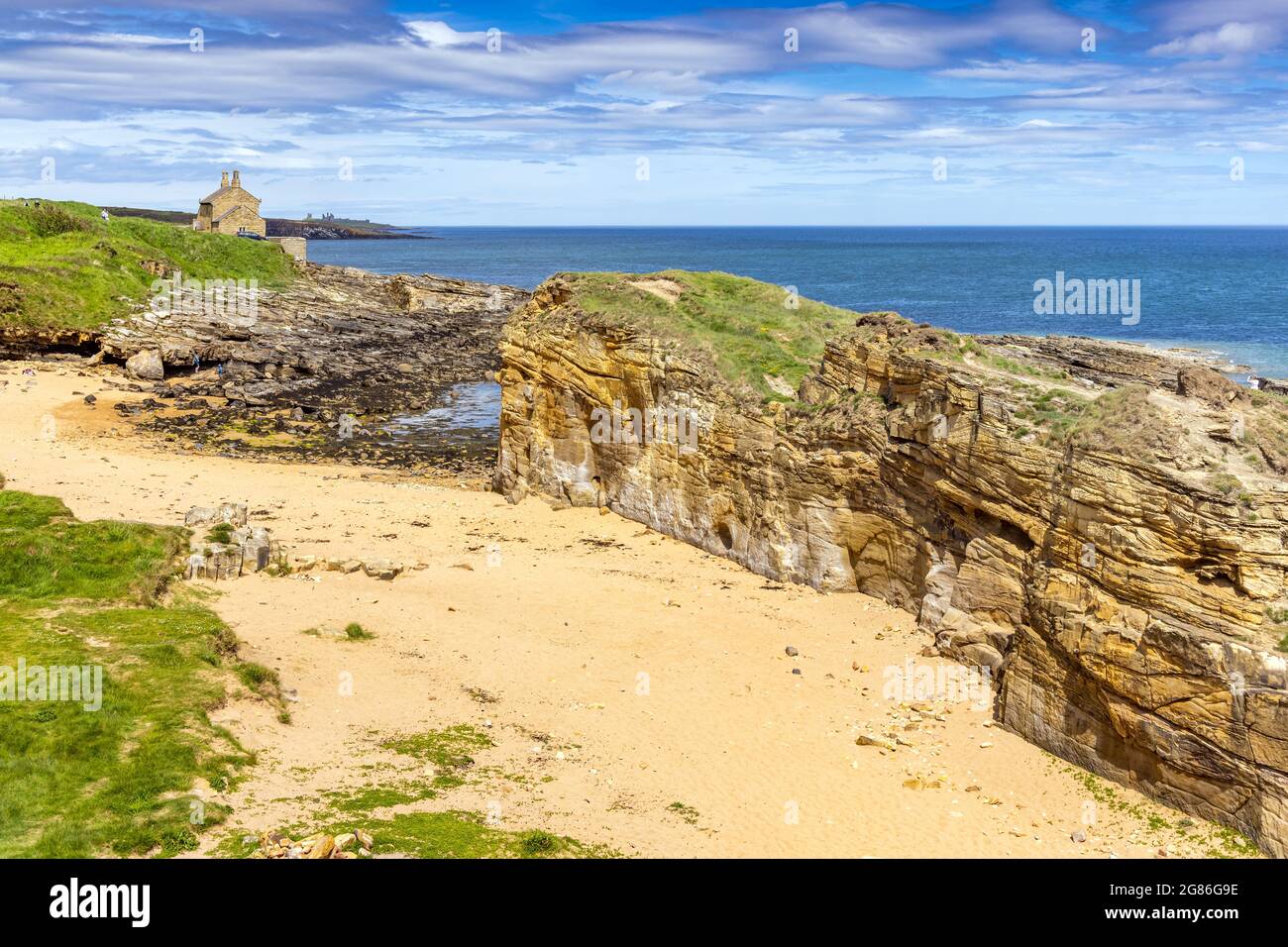 The Bathing House, a seaside holiday property and Grade II listed building overlooking the Northumberland coast near Howick and Craster, England. Stock Photo