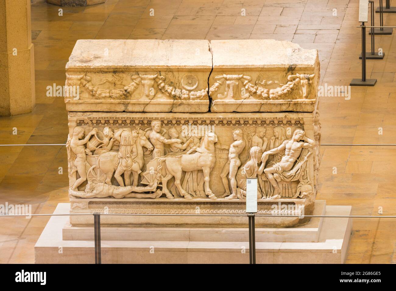 Sarcophagus with the Legend of Achilles, Beirut National Museum, Beirut, Lebanon Stock Photo