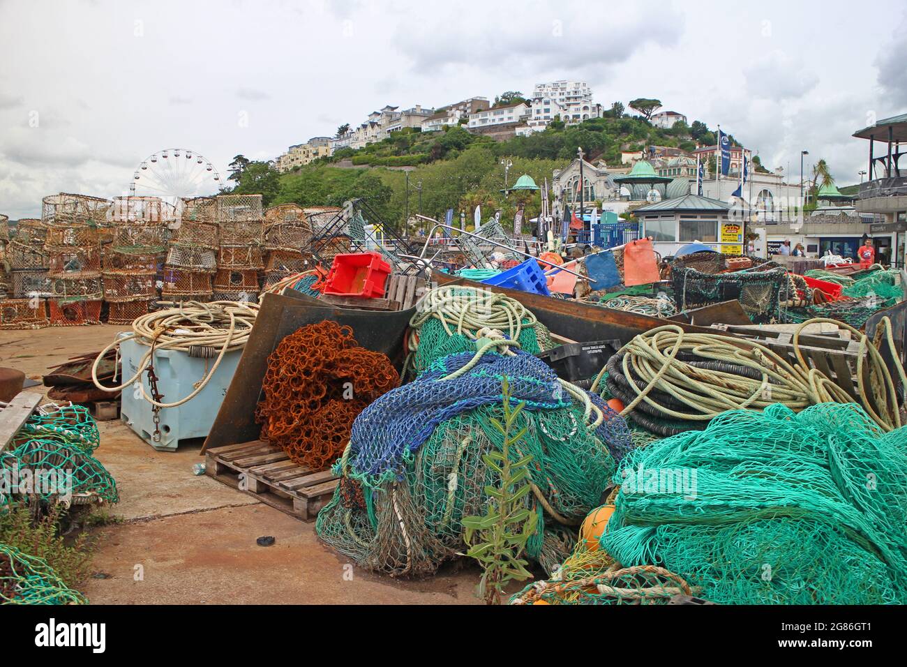 Fishing tackle in the harbour, Torquay, Devon Stock Photo Alamy