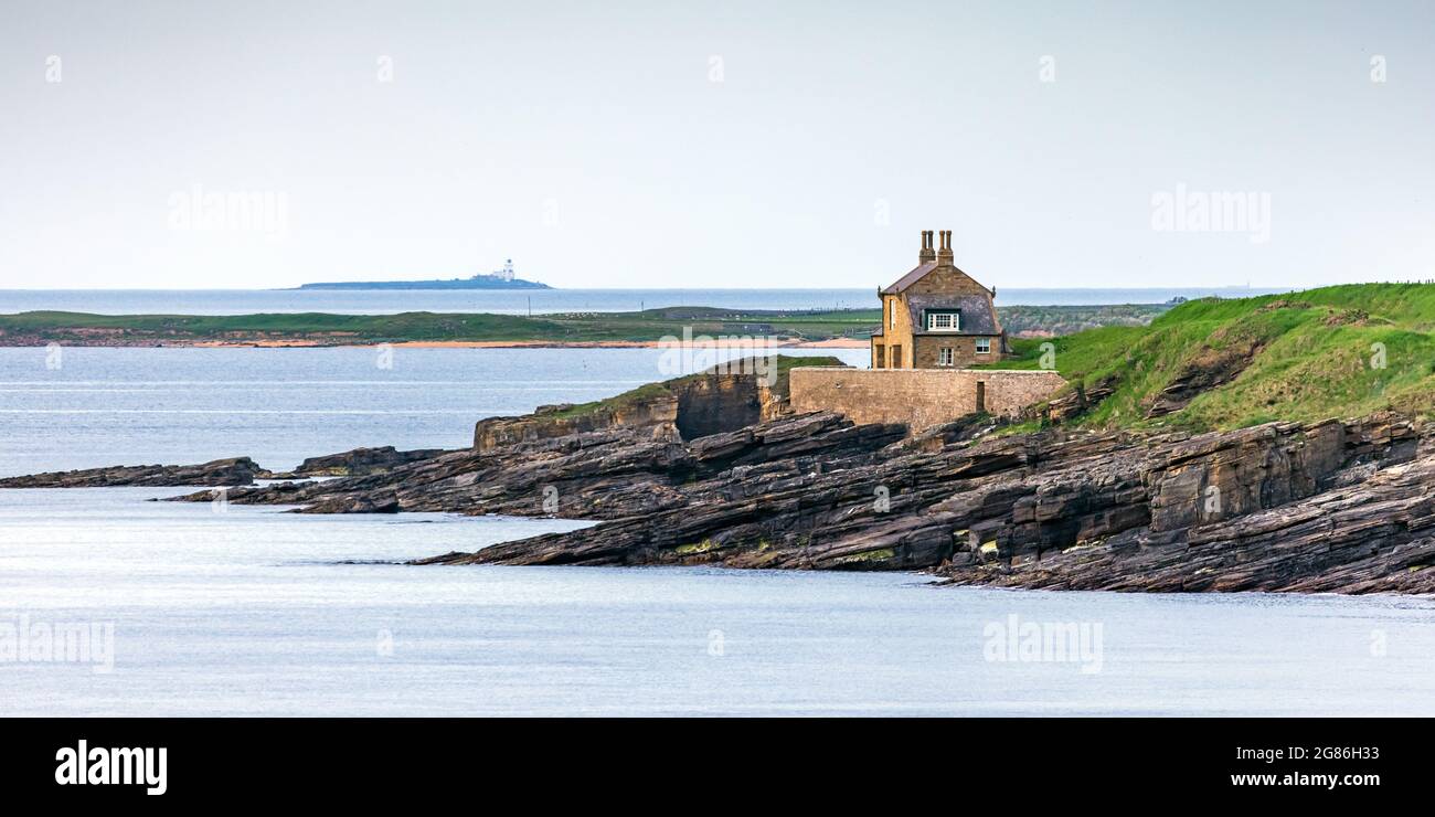 The Bathing House at Howick, a Grade II listed building now used as a holiday let.on the Northumberland coast south of Craster. Stock Photo