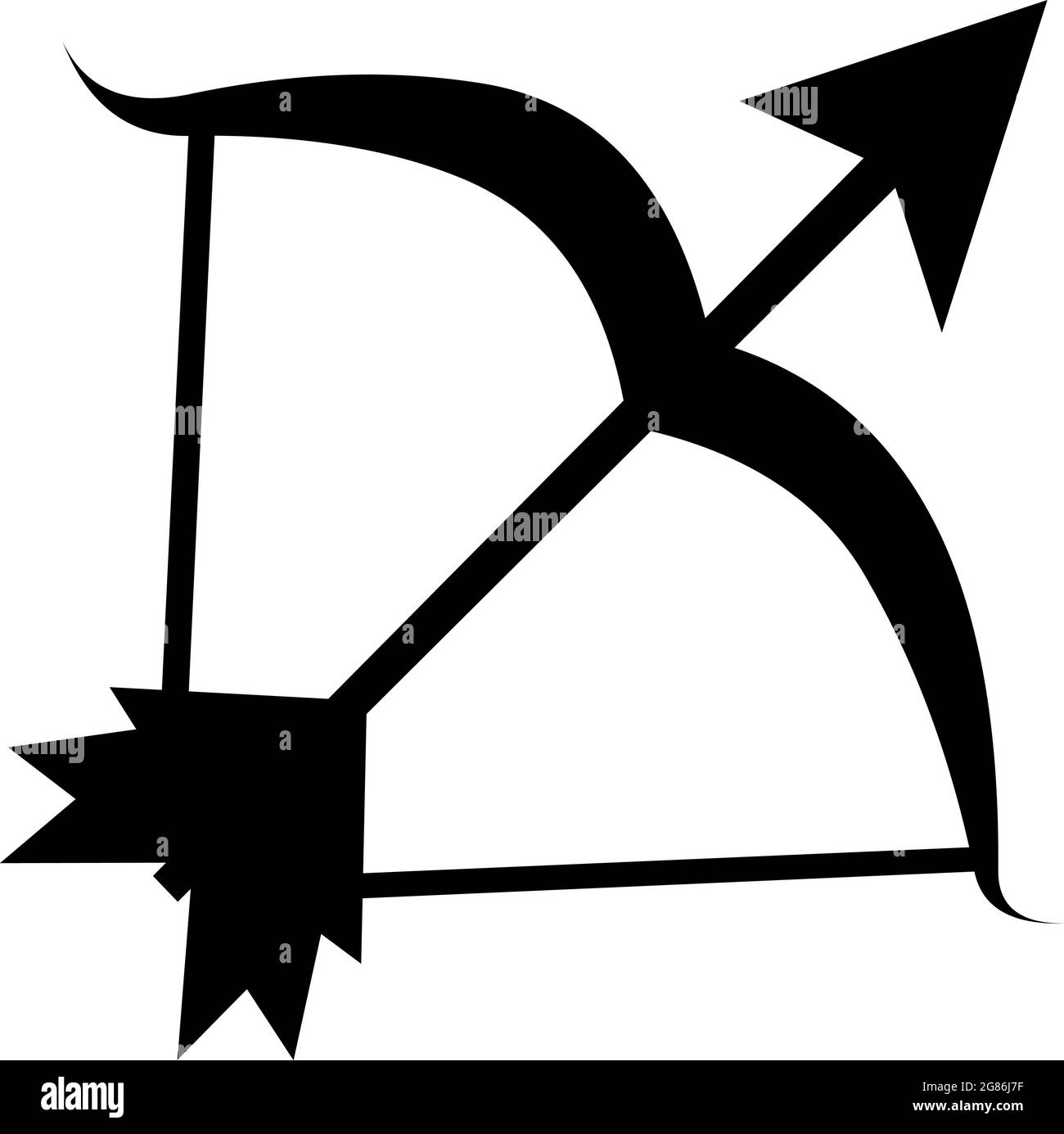 Vector illustration of black silhouette of a bow and arrow Stock Vector