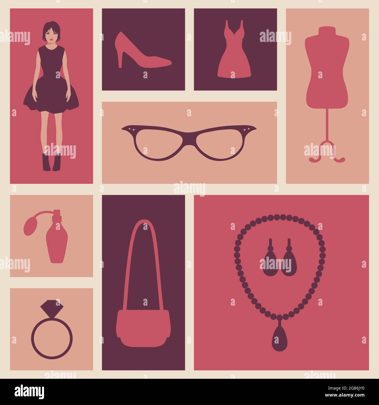 vector fashion icons, beauty background design, shopping Stock Vector