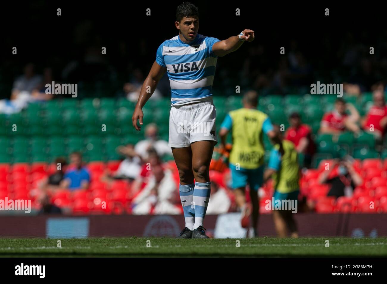 Cardiff, UK. 17th July, 2021. Cardiff, UK. July 17th : Santiago Chocobares (Argentina) looks on during the 2021 Summer Internationals match between Wales and Argentina at Principality Stadium. Credit: Federico Guerra Morán/Alamy Live News Stock Photo