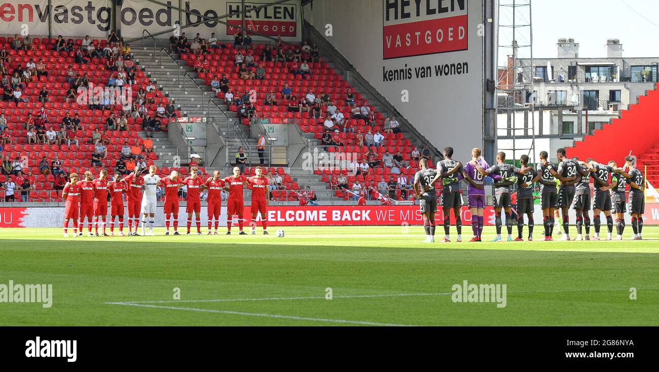 Illustration shows one minute of silence by both teams and fans for the