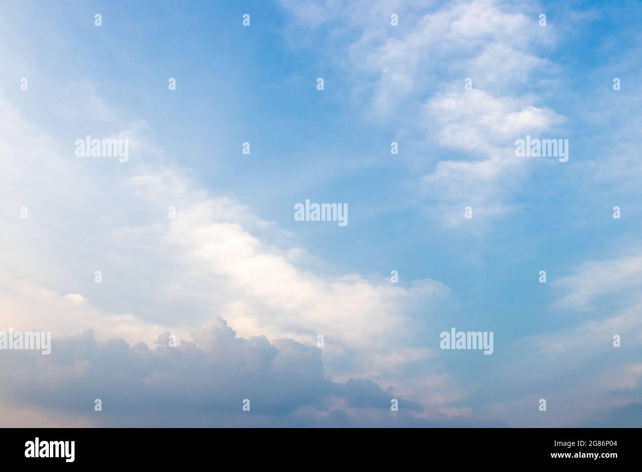 Clear beautiful blue sky with white cloud background Stock Photo - Alamy