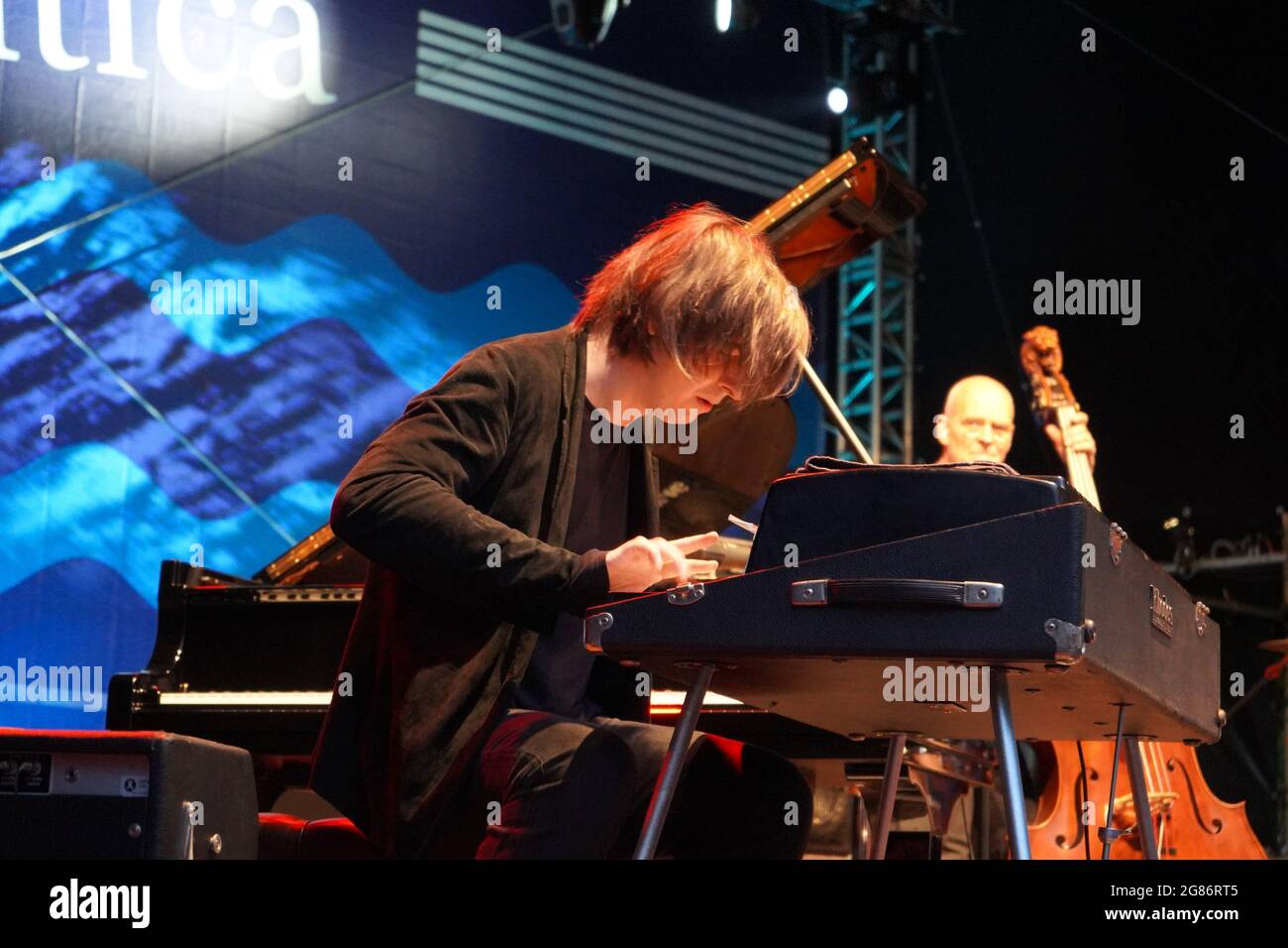Timmendorfer Strand, Germany. 25th June, 2021. Michael Wollny, German internationally successful jazz pianist, music inventor, innovator and popular figure. Credit: Lutz Knauth/dpa-Zentralbild/ZB/dpa/Alamy Live News Stock Photo