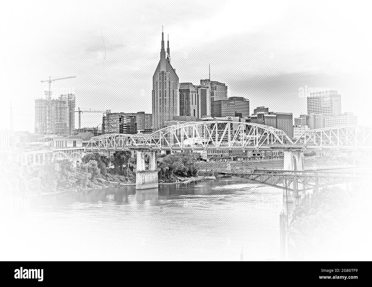 Nashville Skyline in the evening Stock Photo