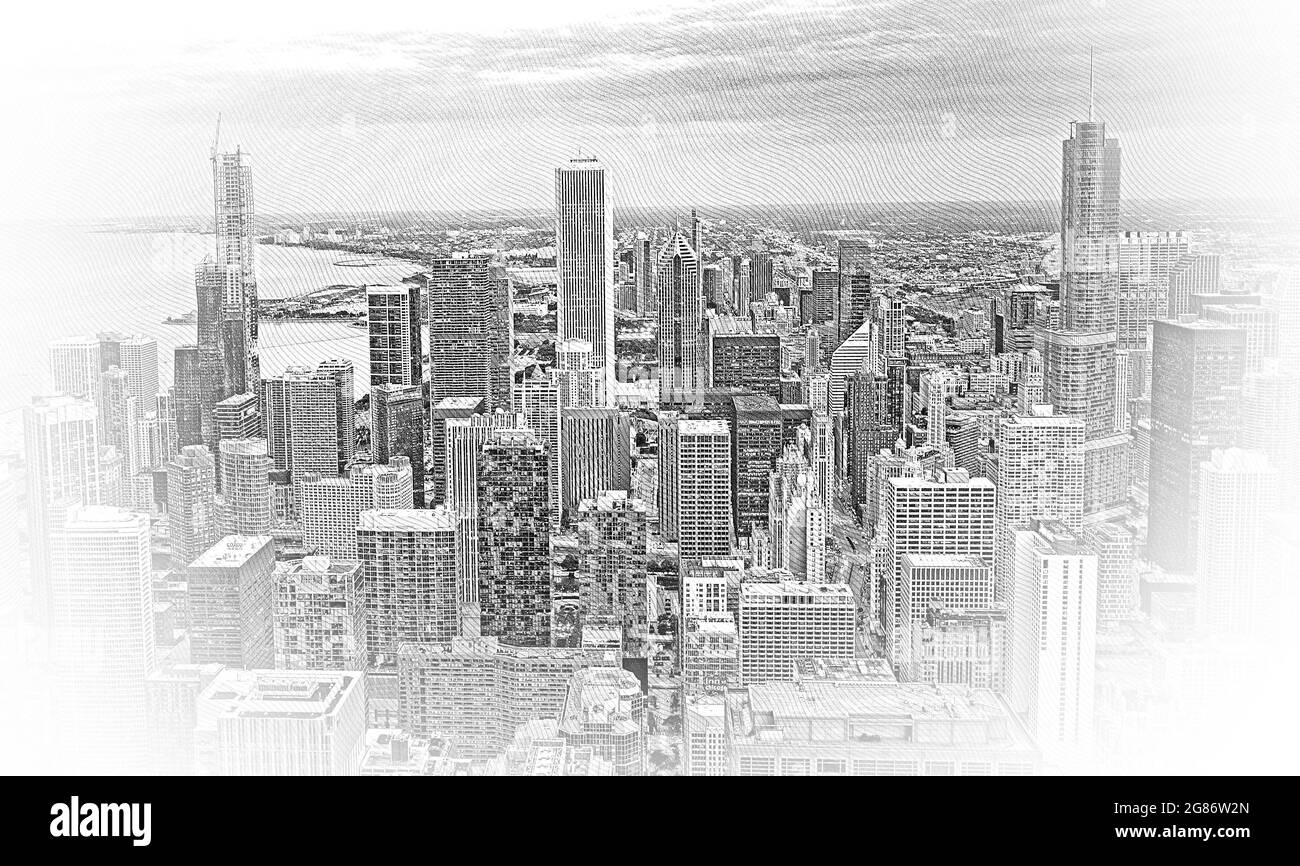 Aerial view of lake michigan Black and White Stock Photos & Images - Alamy