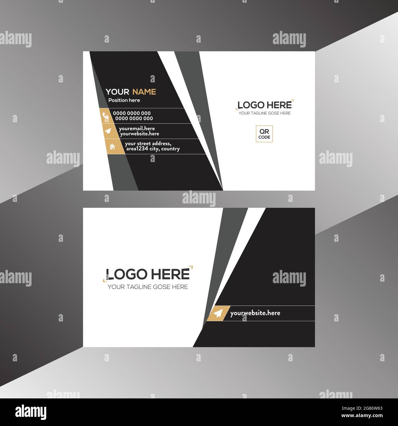 Black and Brown Colored Vector Business Card Stock Vector