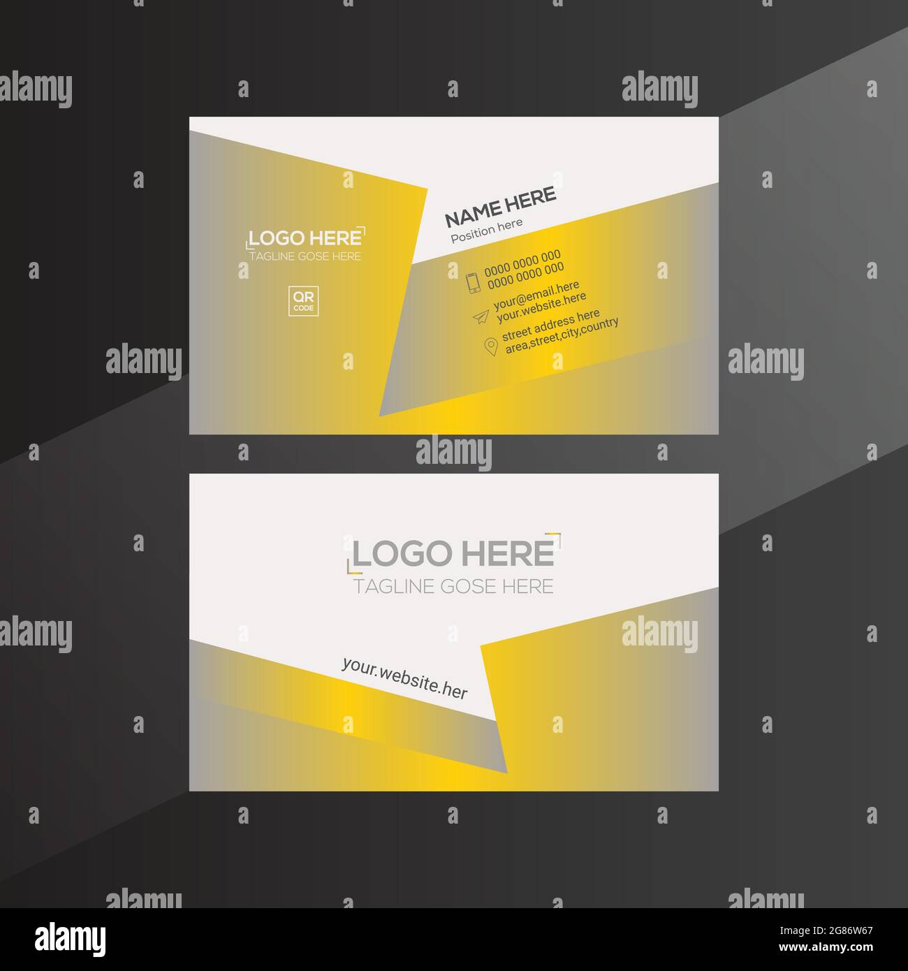 orange and gray colored vector business card design Stock Vector