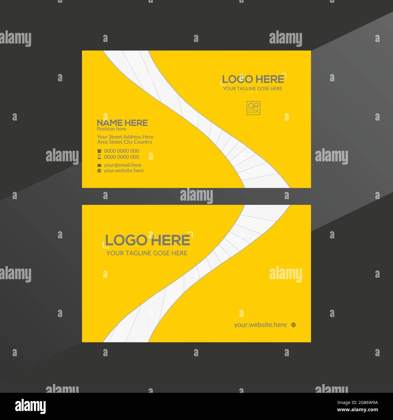 orange and gray colored vector business card design Stock Vector