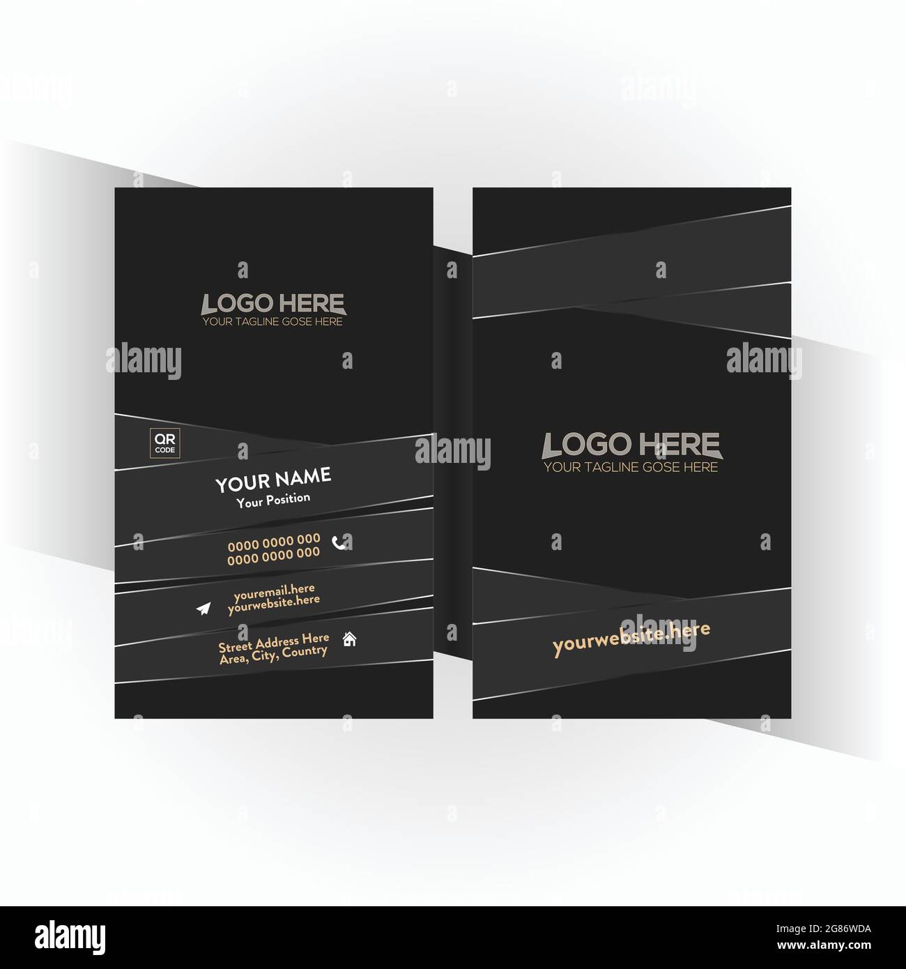 golden and black colored vector business card design Stock Vector Image ...