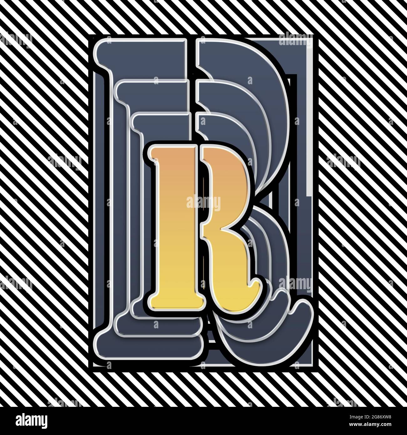 Monogram with uppercase character R stencilled Stock Photo - Alamy