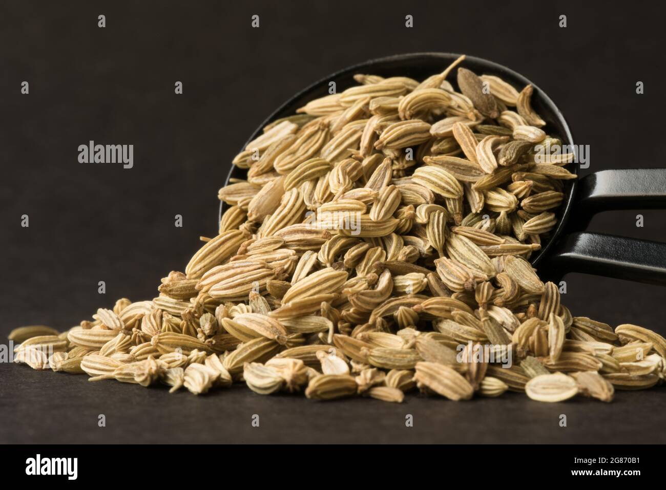 Fennel Seeds Spilled from a Teaspoon Stock Photo