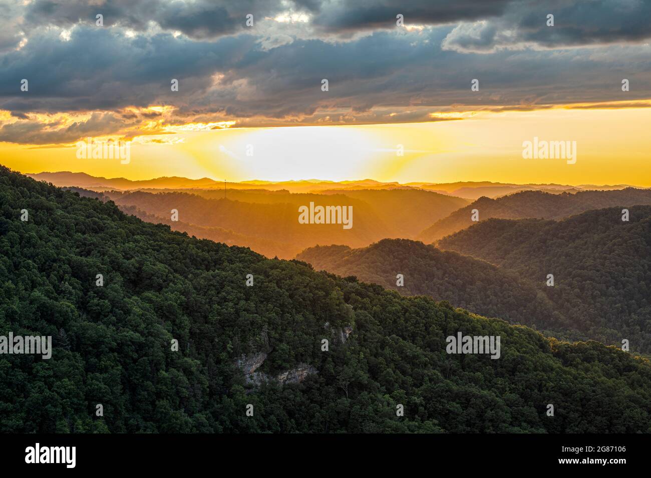 Sunrise in Central Appalachia. Stock Photo