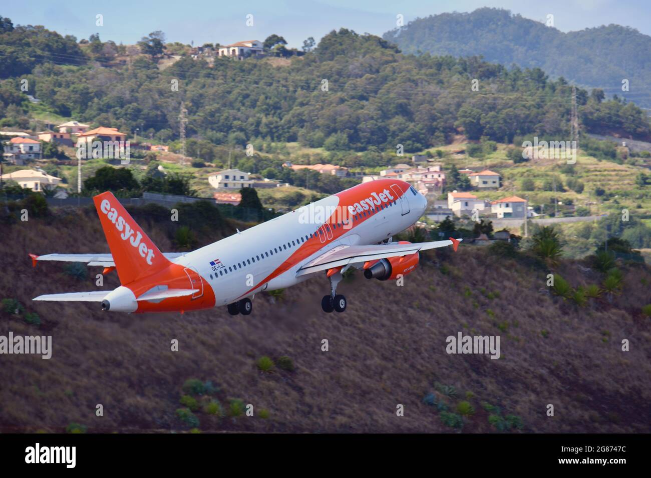 easyJet, airplane at the airport, Funchal, Madeira, Portugal, Europe Stock Photo