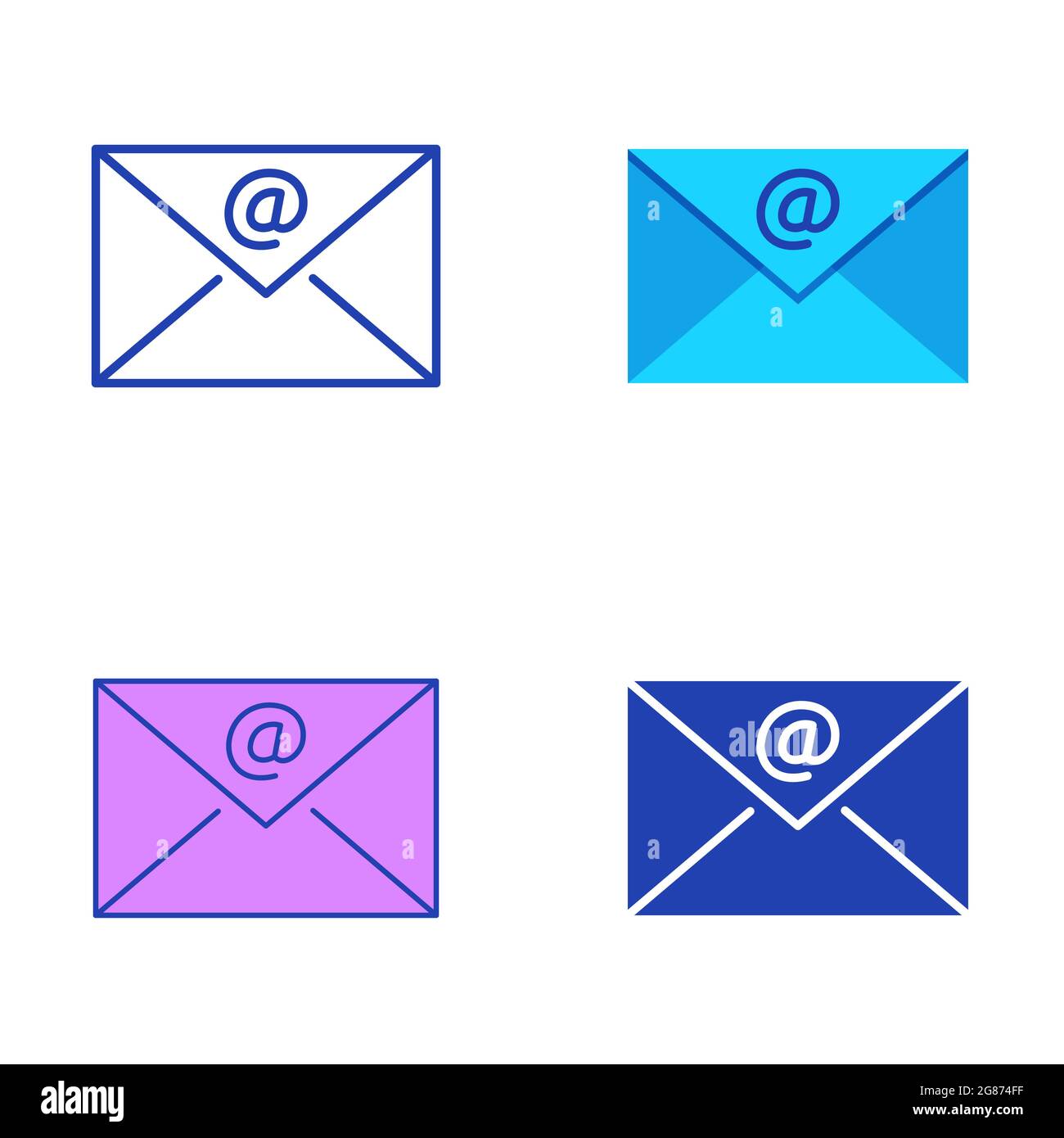 Email symbol icon set in flat and line style. Envelope as electronic ...
