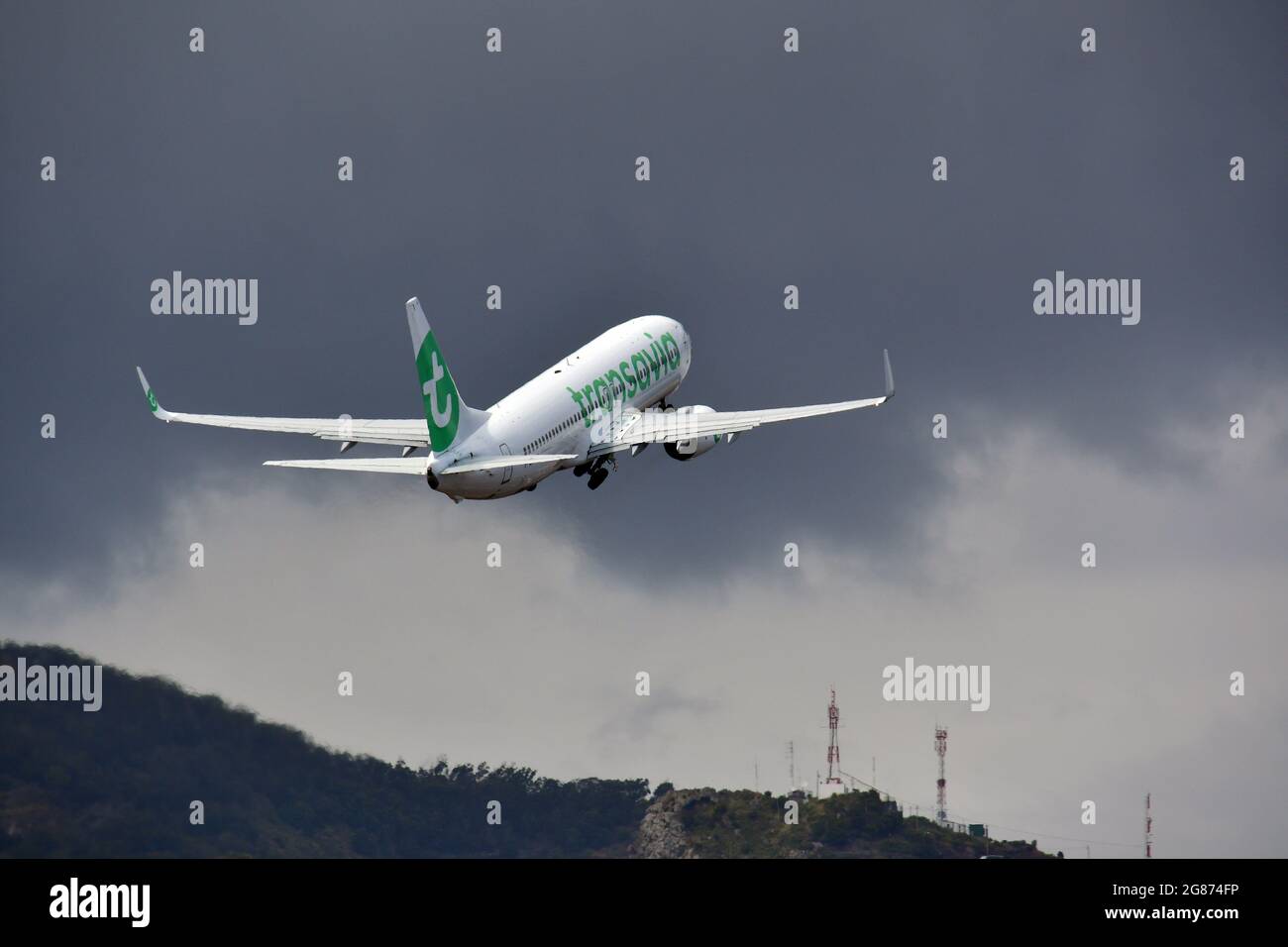 Transavia, Boeing 737-800 airplane at the airport, Funchal, Madeira, Portugal, Europe Stock Photo