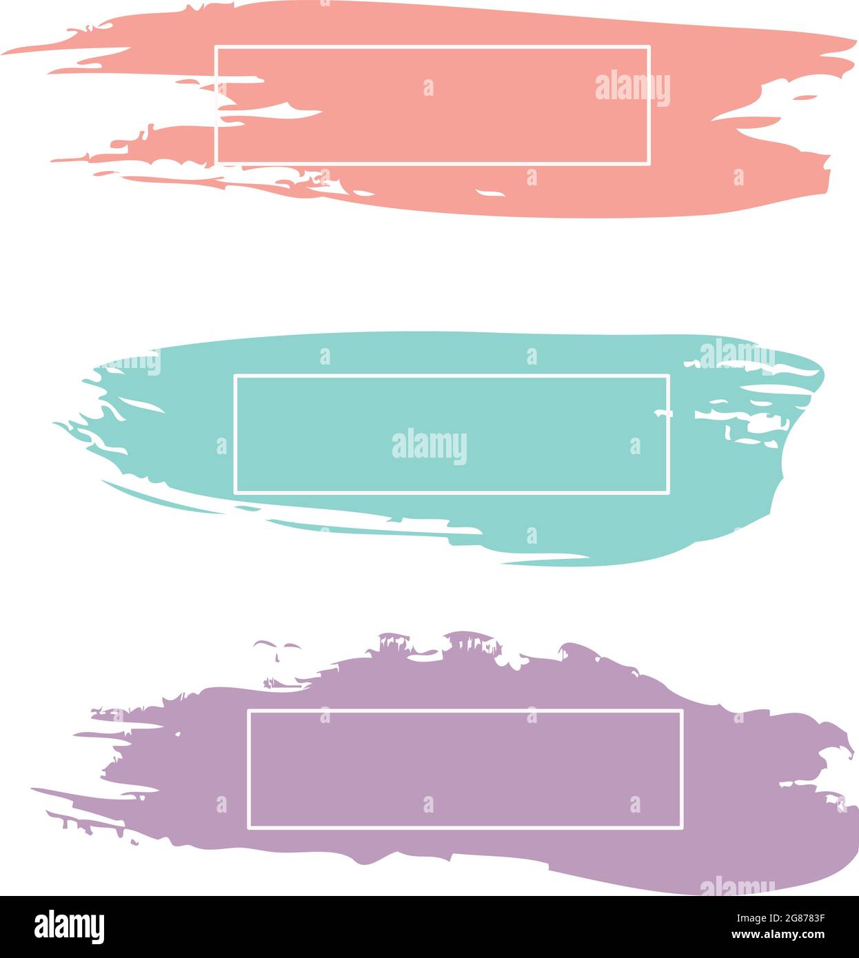 Three colored paint strokes with frame and place for text - Vector illustration Stock Vector