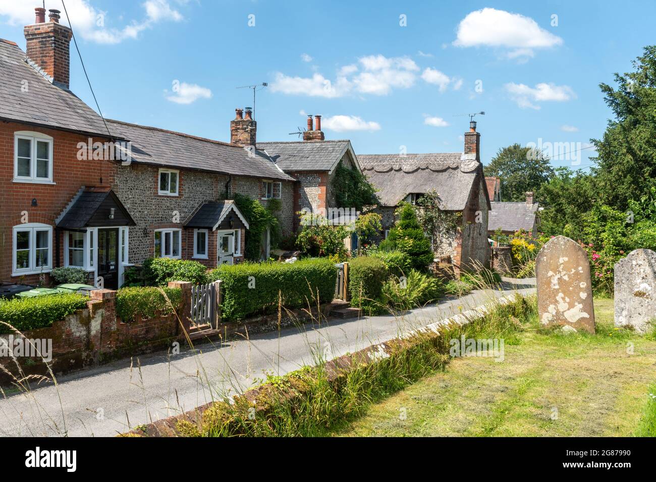 Cottages on Church Street in Ropley village, Hampshire, England, UK