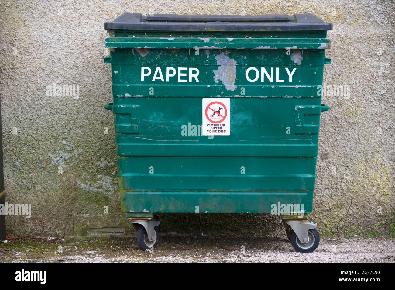 Recycling paper only bin and and general waste bin Stock Photo Alamy