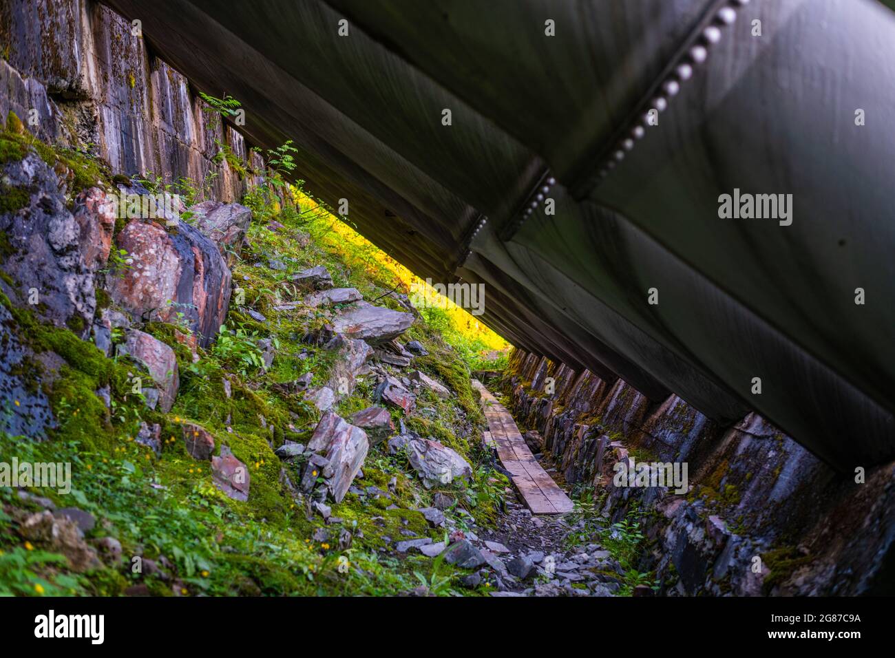 on the  trail of the past at the Vemork power plant in norway Stock Photo
