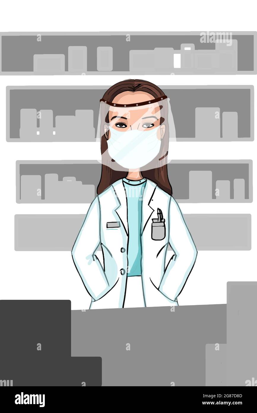 Illustration female pharmacist hi-res stock photography and images - Alamy