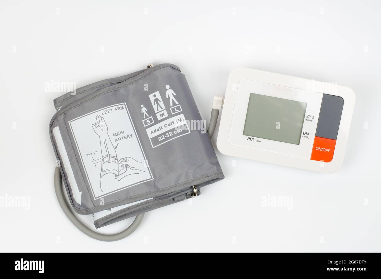 Modern electronic tonometer on a white background. A device for ...