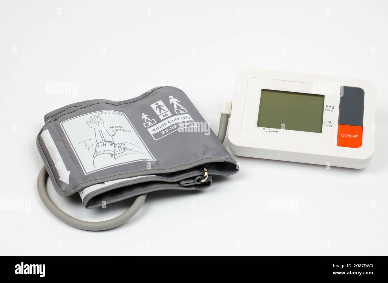 Modern electronic tonometer on a white background. A device for ...