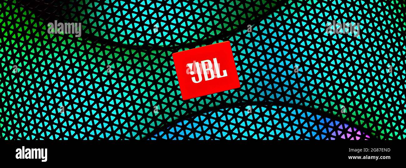 Editorial photo on JBL theme. Illustrative banner for news about JBL - an  American company that manufactures audio equipment Stock Photo - Alamy