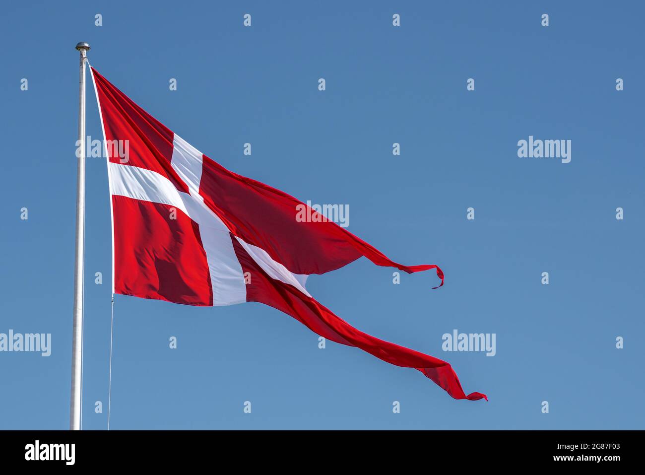 Danish Flag also called Dannebrog - Copenhagen, Denmark Stock Photo