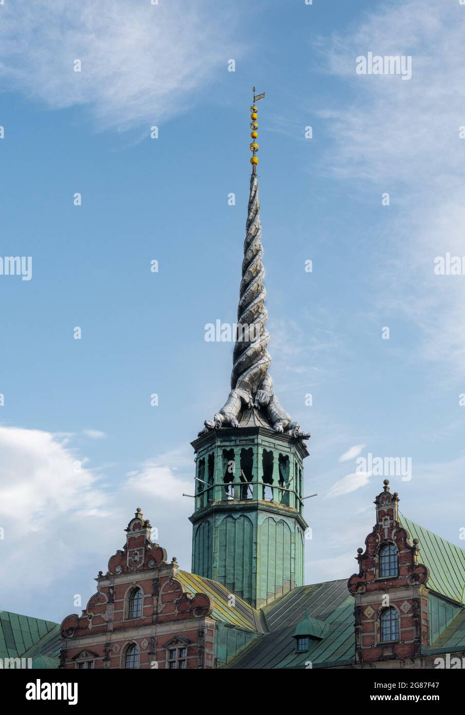 Borsen famous Spire - former Stock Exchange building - Copenhagen, Denmark Stock Photo