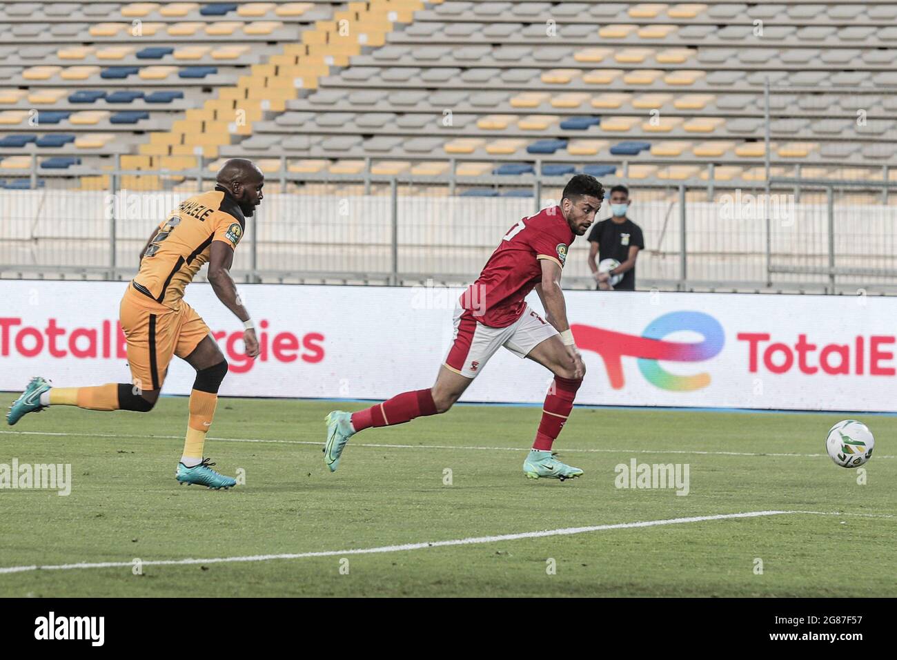 Casablanca Morocco 17th July 21 Al Ahly S Taher Mohamed Taher R And Kaizer S Ramahlwe Mphahlele Battle For The Ball During The Caf Champions League Final Soccer Match Between Kaizer Chiefs Fc And Casablanca Morocco 17th July 21 Al Ahly S Taher Mohamed Taher R And Kaizer S Ramahlwe Mphahlele Battle For The Ball During The Caf Champions League Final Soccer Match Between Kaizer Chiefs Fc And