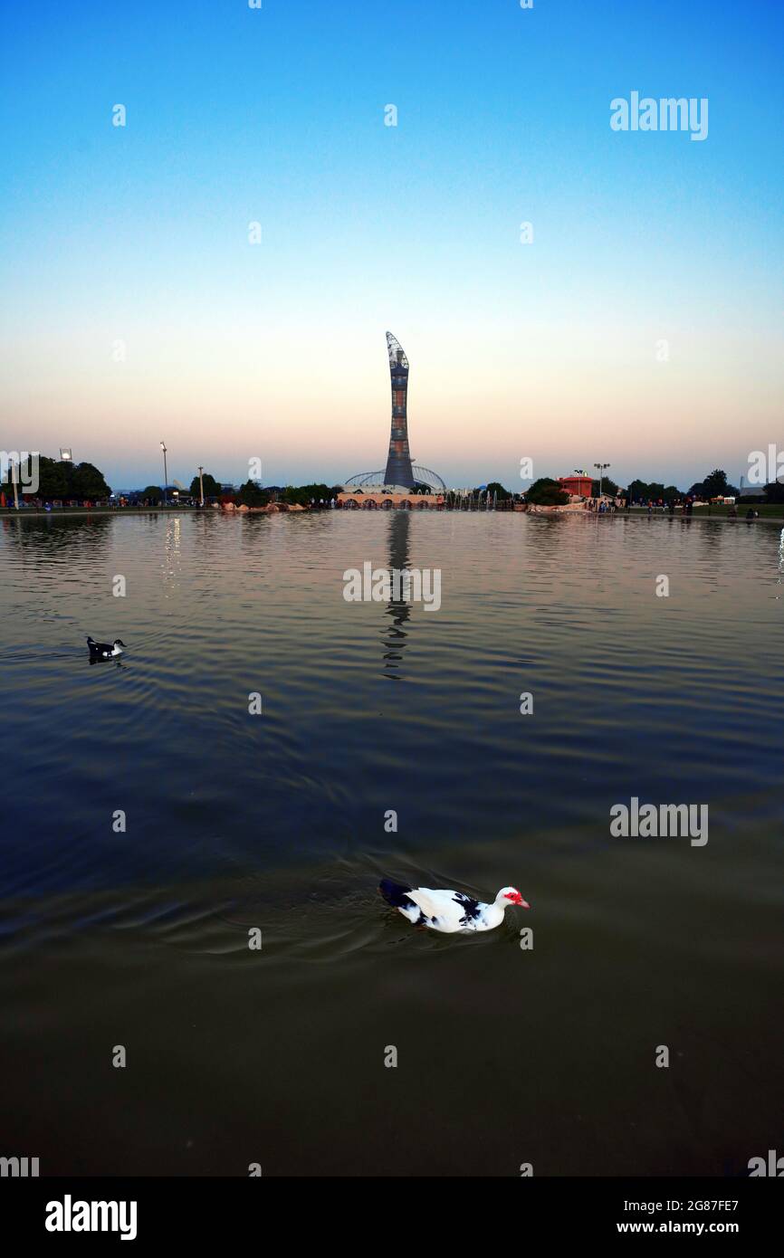 Aspire tower torch doha building hi-res stock photography and images ...