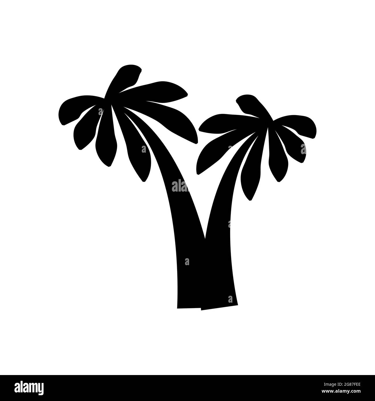 palm tropical tree icon black silhouette illustration isolated on white ...