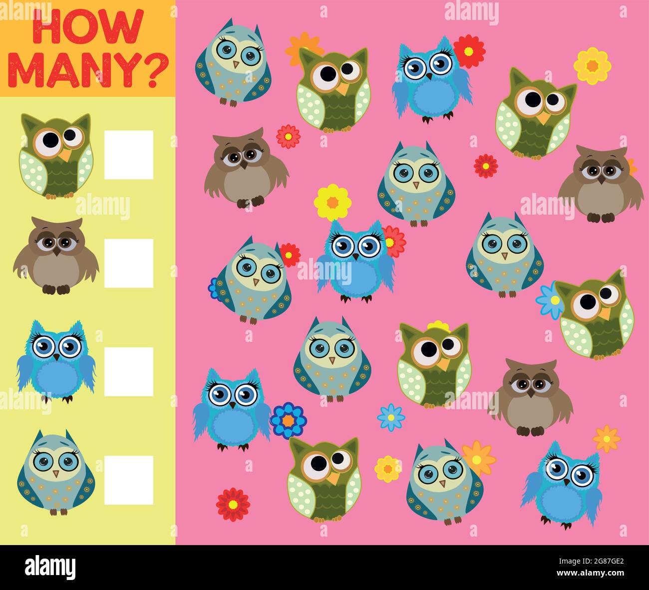 Cartoon Illustration of Educational Counting Activity Game for Children ...