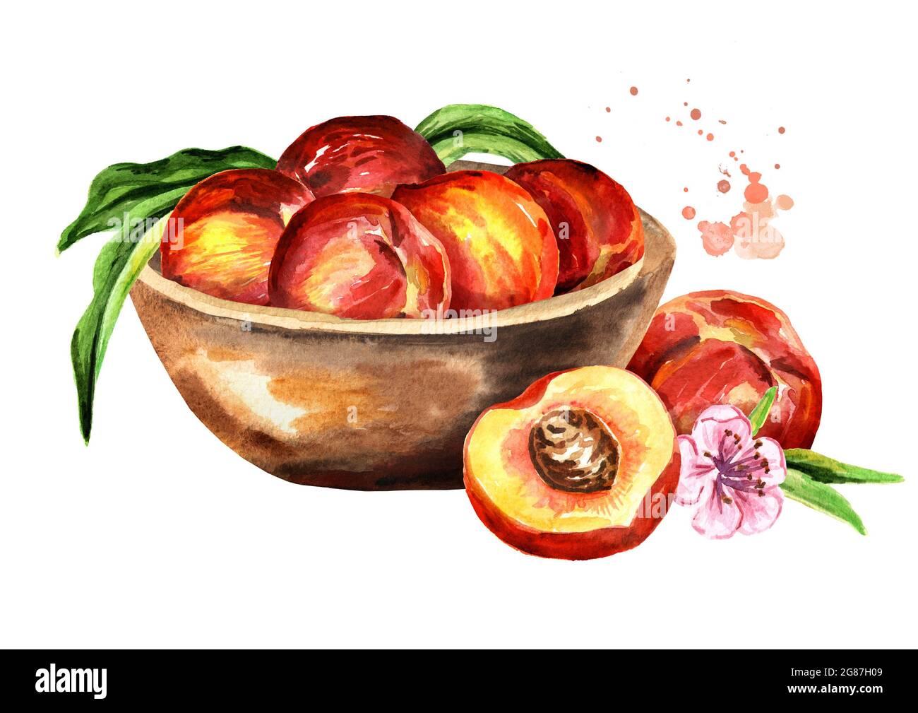 Тарелка с персиками рисунок