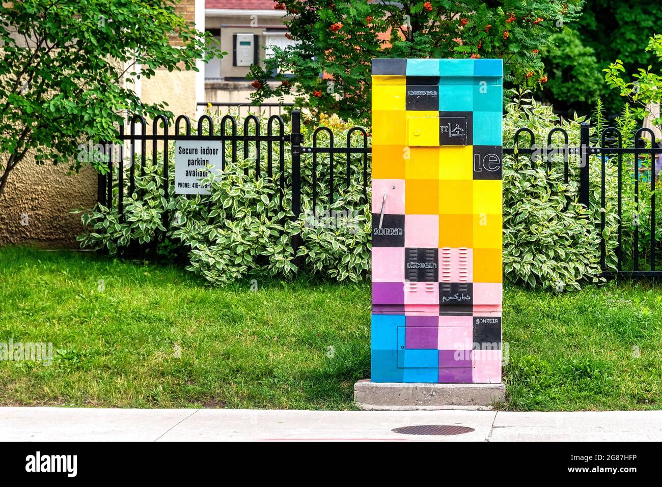 art in stop light box, toronto, canada Stock Photo