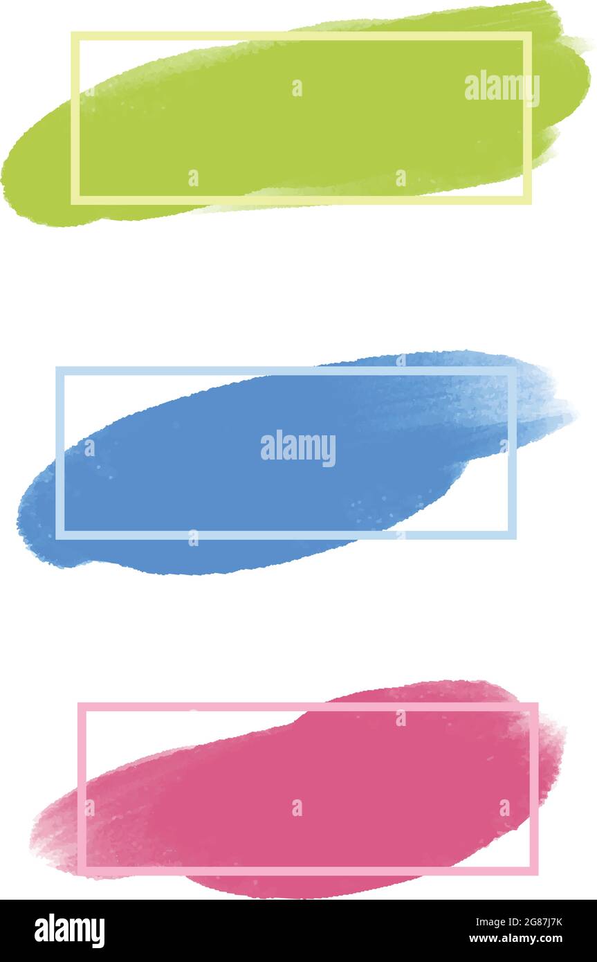Three colored paint strokes with frame and place for text - Vector illustration Stock Vector