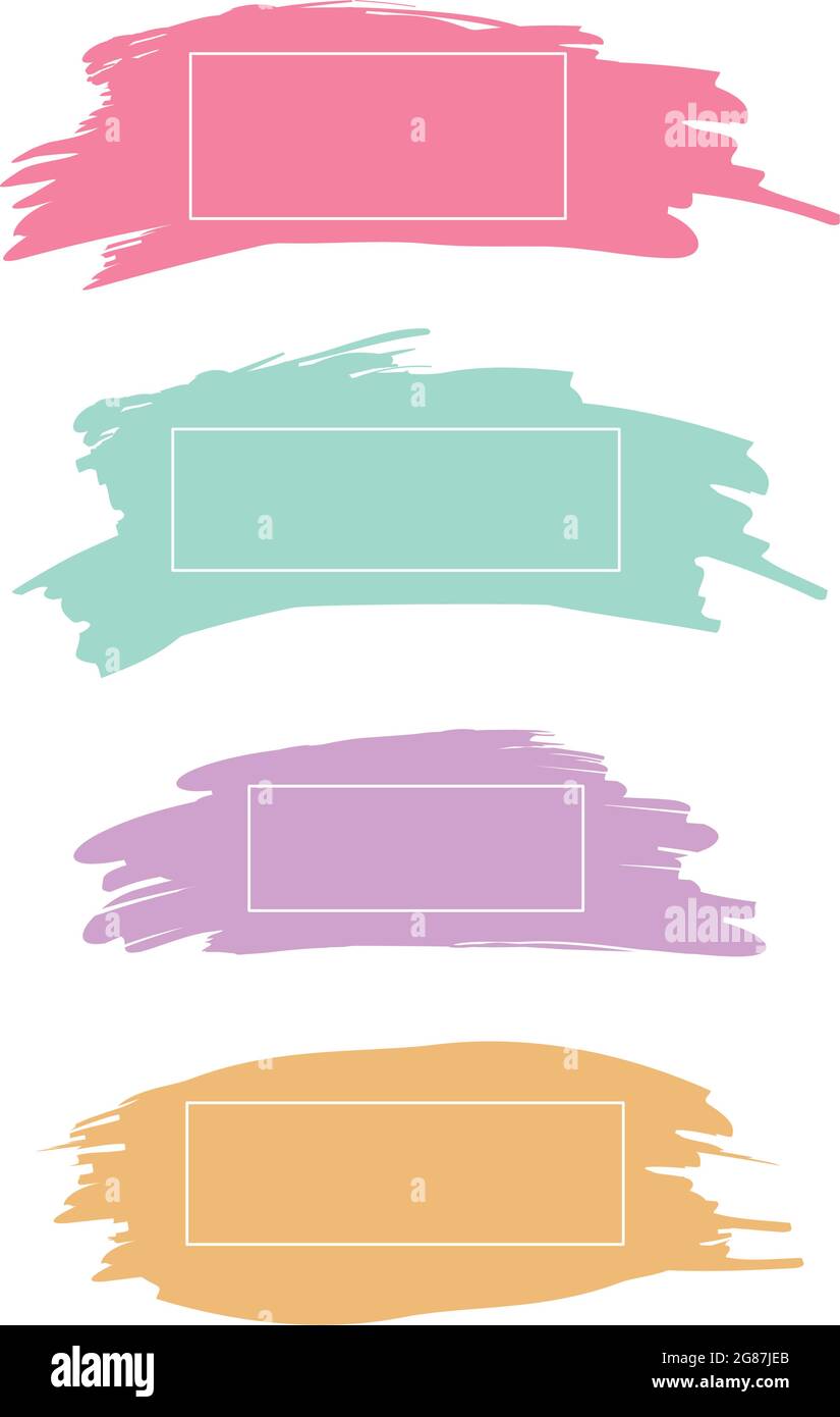 Three colored paint strokes with frame and place for text - Vector illustration Stock Vector