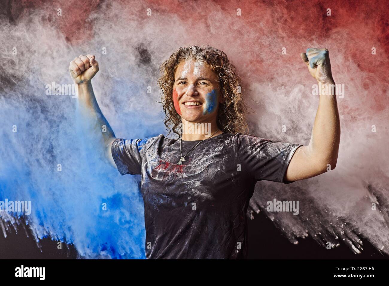 Lili Sebesi, catégorie 49er FX portrait, studio Équipe de France de voile Olympique, JO de Tokyo 2021, 15 Juin 2021, à Zecamp, Corrençon en Vercors, France - Photo Pierre Bouras / FFVoile/ DPPI Stock Photo