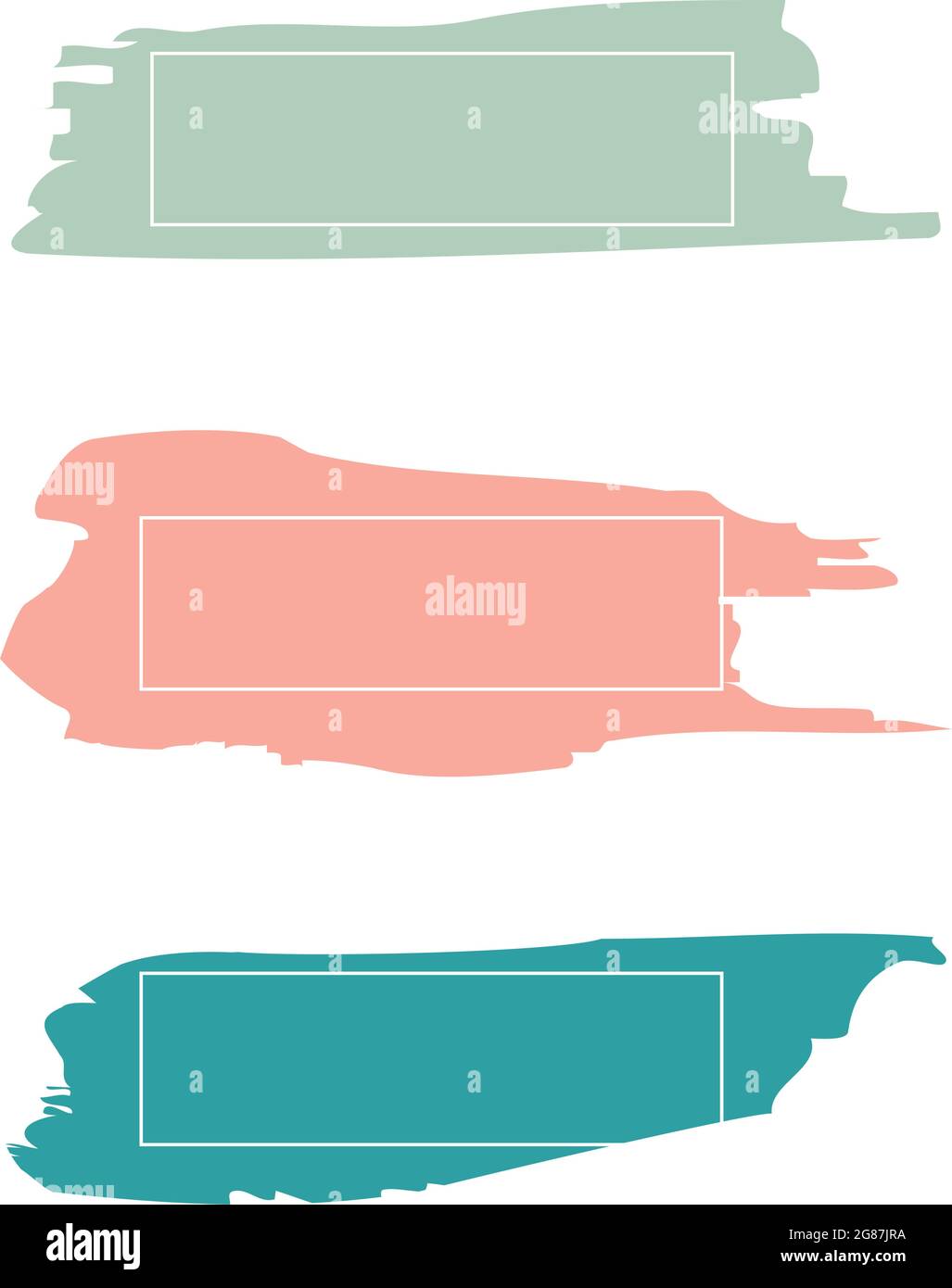 Three colored paint strokes with frame and place for text - Vector illustration Stock Vector