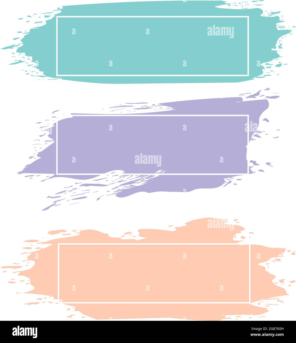 Three colored paint strokes with frame and place for text - Vector illustration Stock Vector