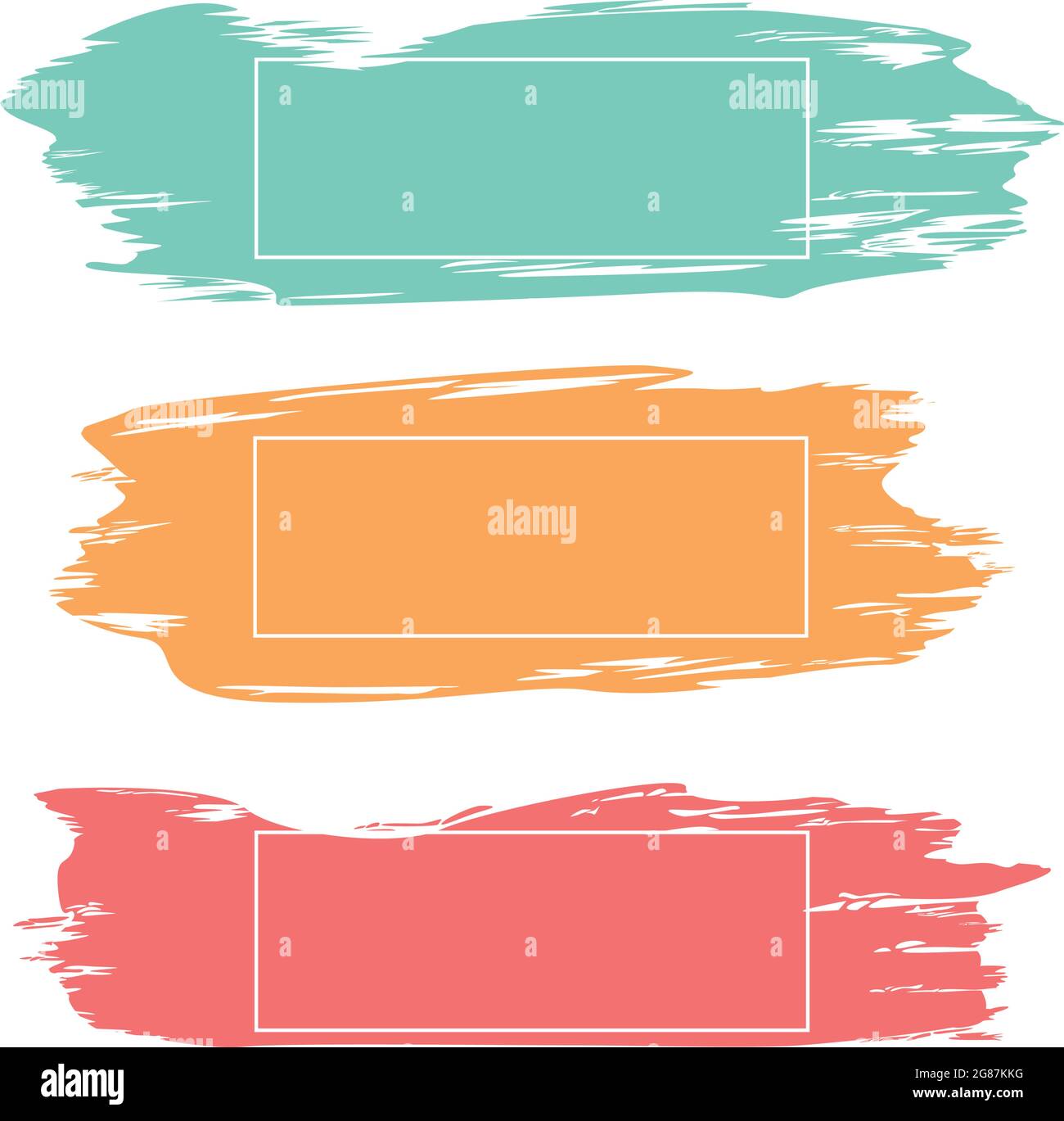 Three colored paint strokes with frame and place for text - Vector illustration Stock Vector