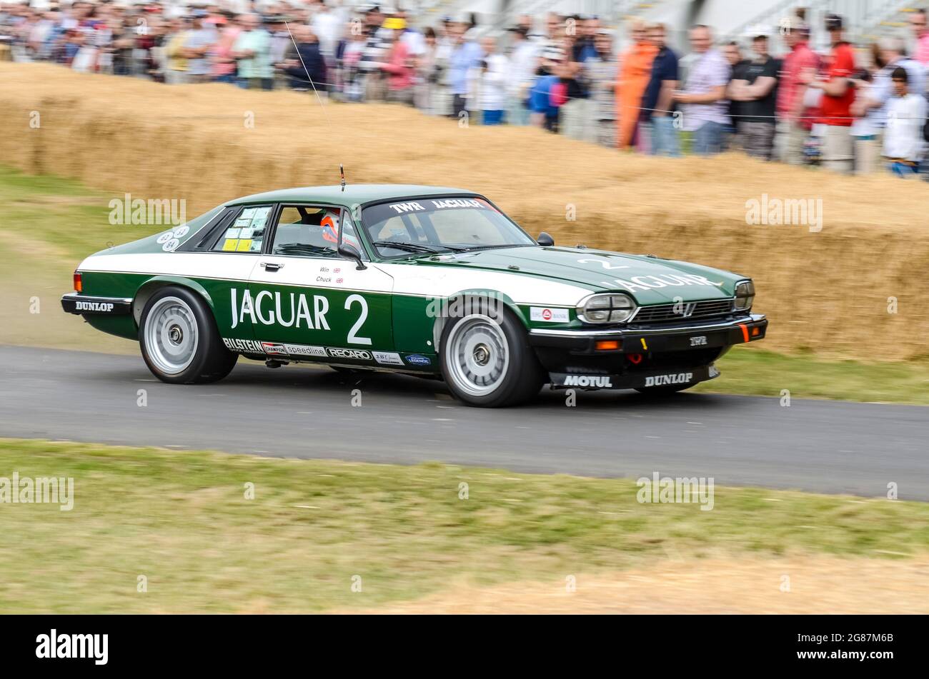 TWR Jaguar XJS touring car racing saloon car at the Goodwood Festival of Speed 2013. Tom Walkinshaw Racing built to the FIA's Group A touring car spec Stock Photo