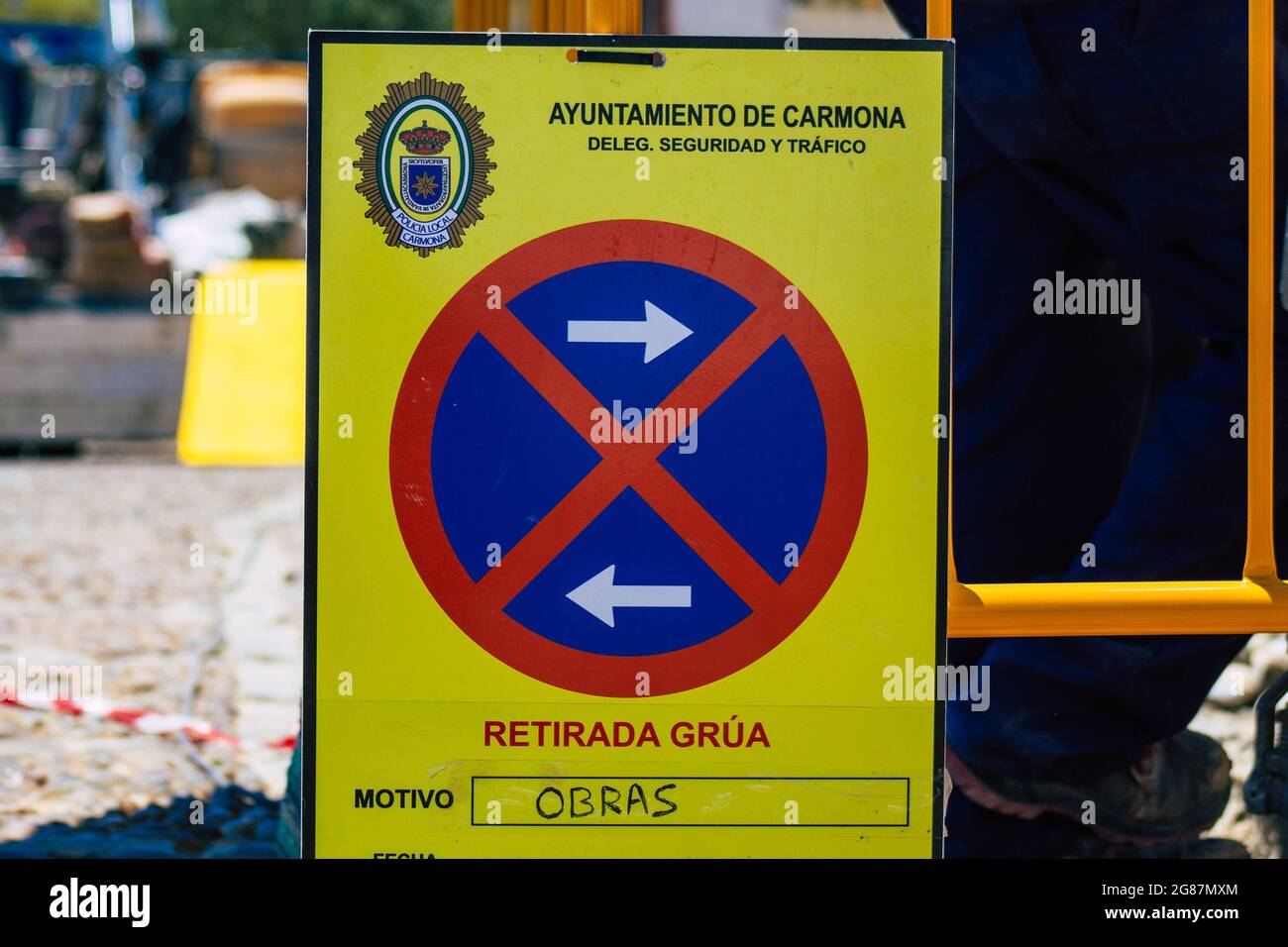 Carmona Spain July 15, 2021 Public works in the streets of Carmona to
