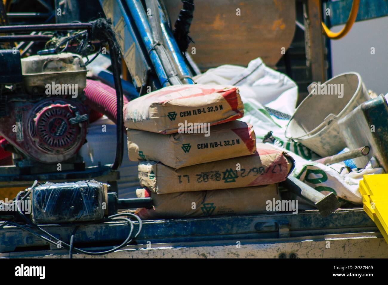 Carmona Spain July 15, 2021 Public works in the streets of Carmona to